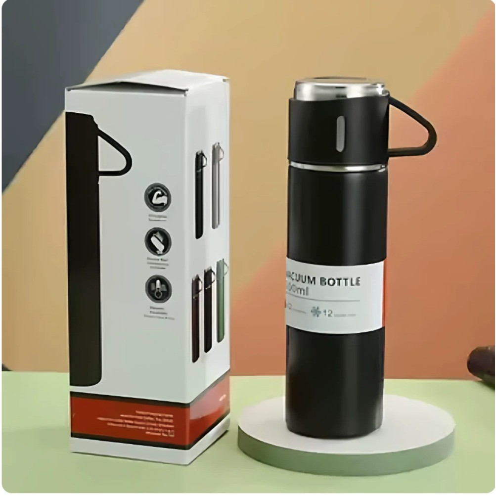 Garrafa Termica Inox 500ml Agua ou Cafe Quente & Frio Com Tampa Copinho Academia Escolar YOBEL