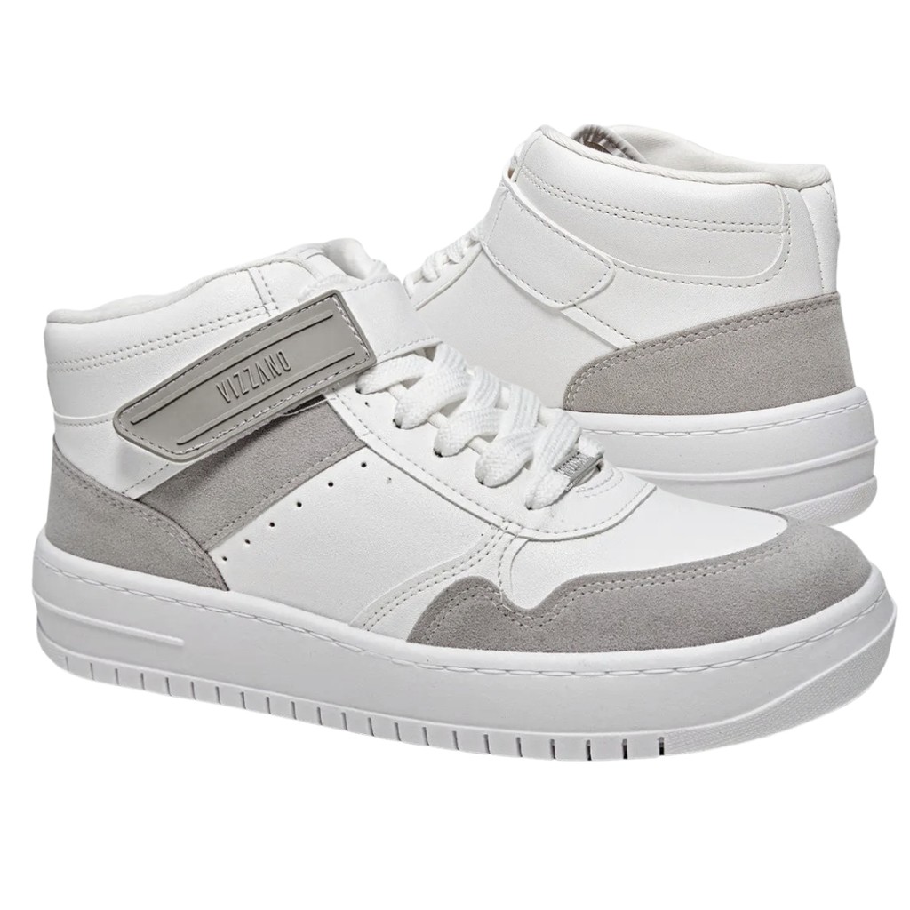 Tênis Bota Vizzano Cano Médio Cadarço Tira Autocolante 1389.116 Branco off