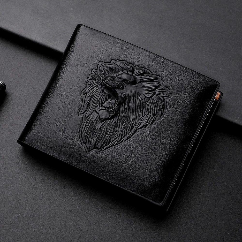 Carteira juvenil D em relevo Lion Wallet Coin Purse Trendy
