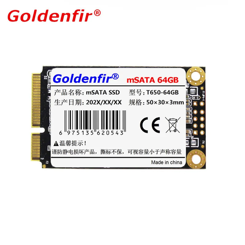 Usado msata 32GB 64GB minisata Goldenfir128GB 256GB SSD Disco Rígido De Estado Sólido Interno 32GB Para Portátil