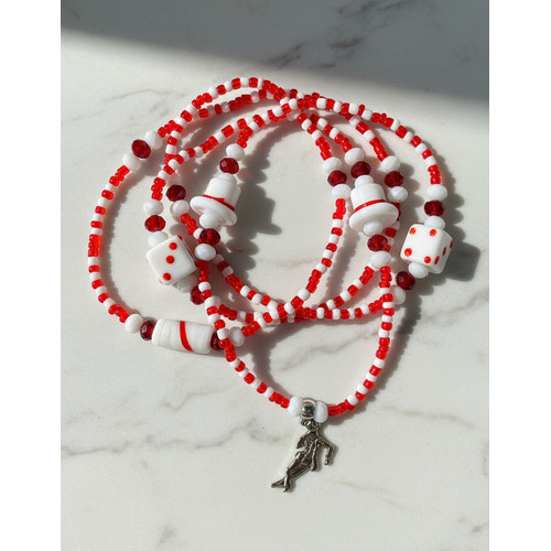 Guia De Malandro Zé Pilintra Fio De Contas Vermelho E Branco Vermelho E Branco 0.4 Cm 62 Cm