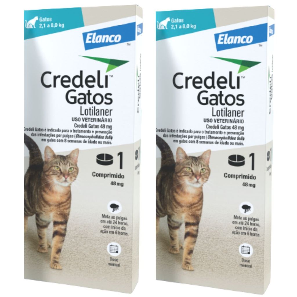 2 Antipulgas Credeli 48 Mg Gatos 2 a 8kg 1 Comprimido Elanco