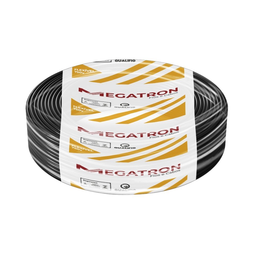 Cabo Flexível Megatron 2,5MMx100M Rolo 750V Preto em Oferta na Shopee