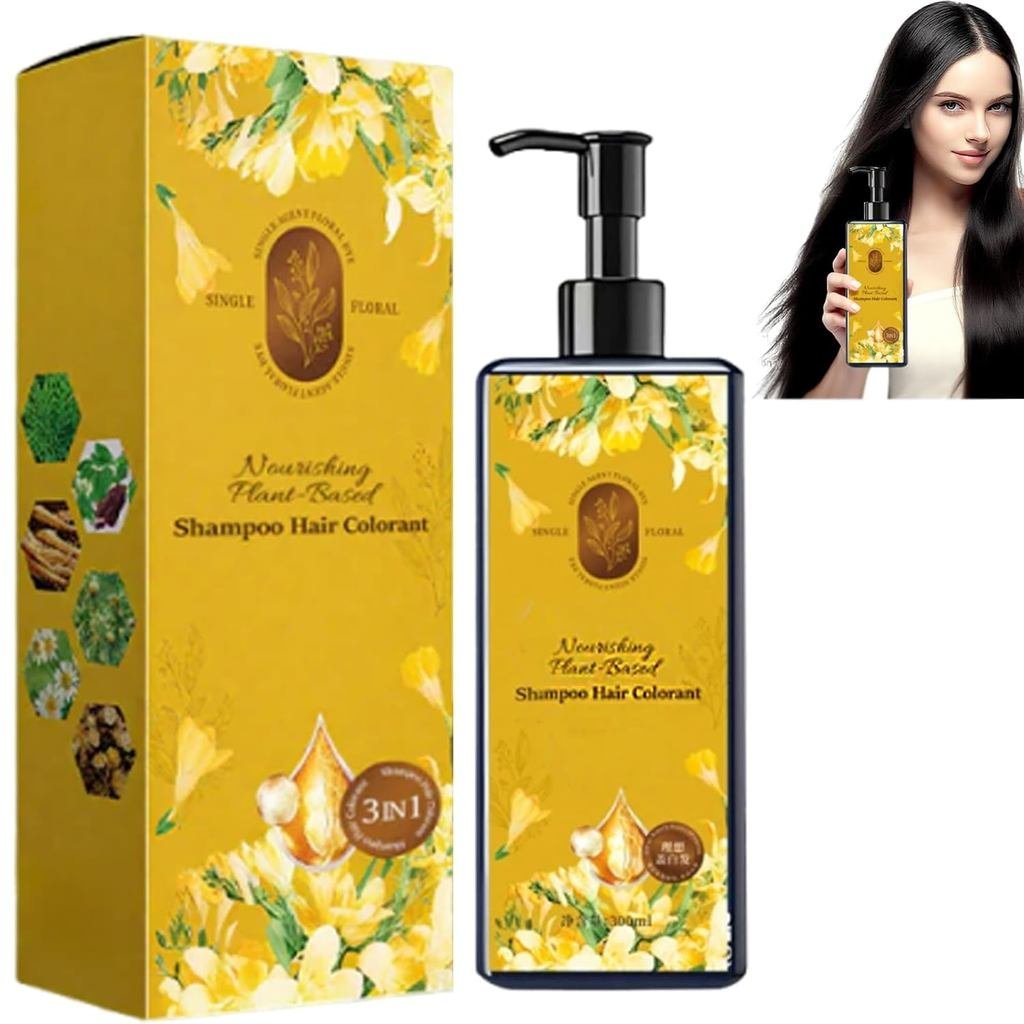 Tintura Capilar Nutritiva à Base de Plantas Takuyi, Shampoo Colorante 3 em 1 para Homens e Mulheres, Shampoo Natural de