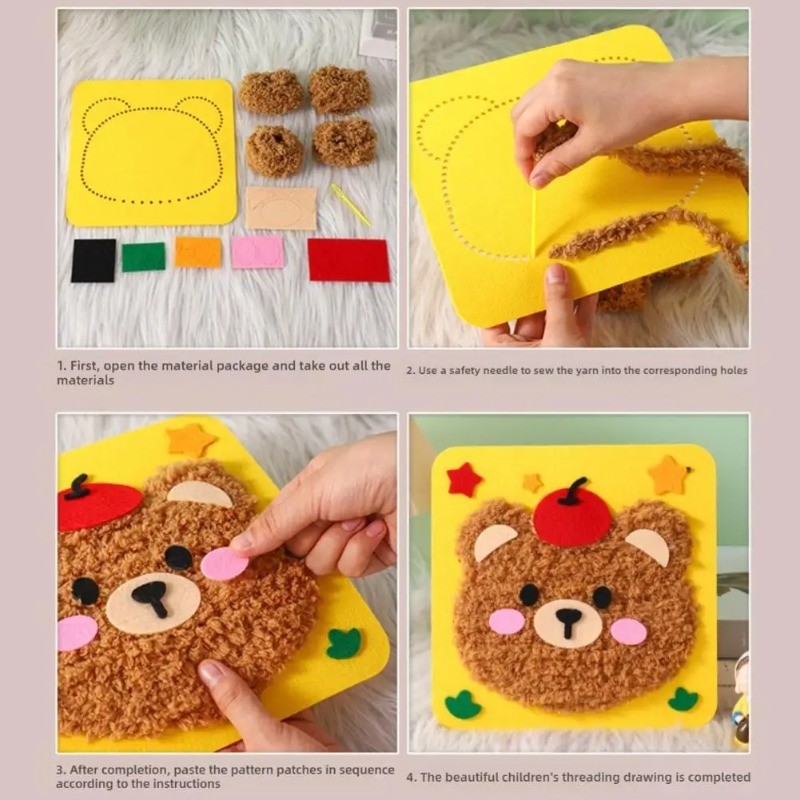 Detalhes do Kit De Bordado Artesanal , Fio Macio , Com Padrões De Desenhos Animados , Perfeito Para Projetos De Artesanato E Costura