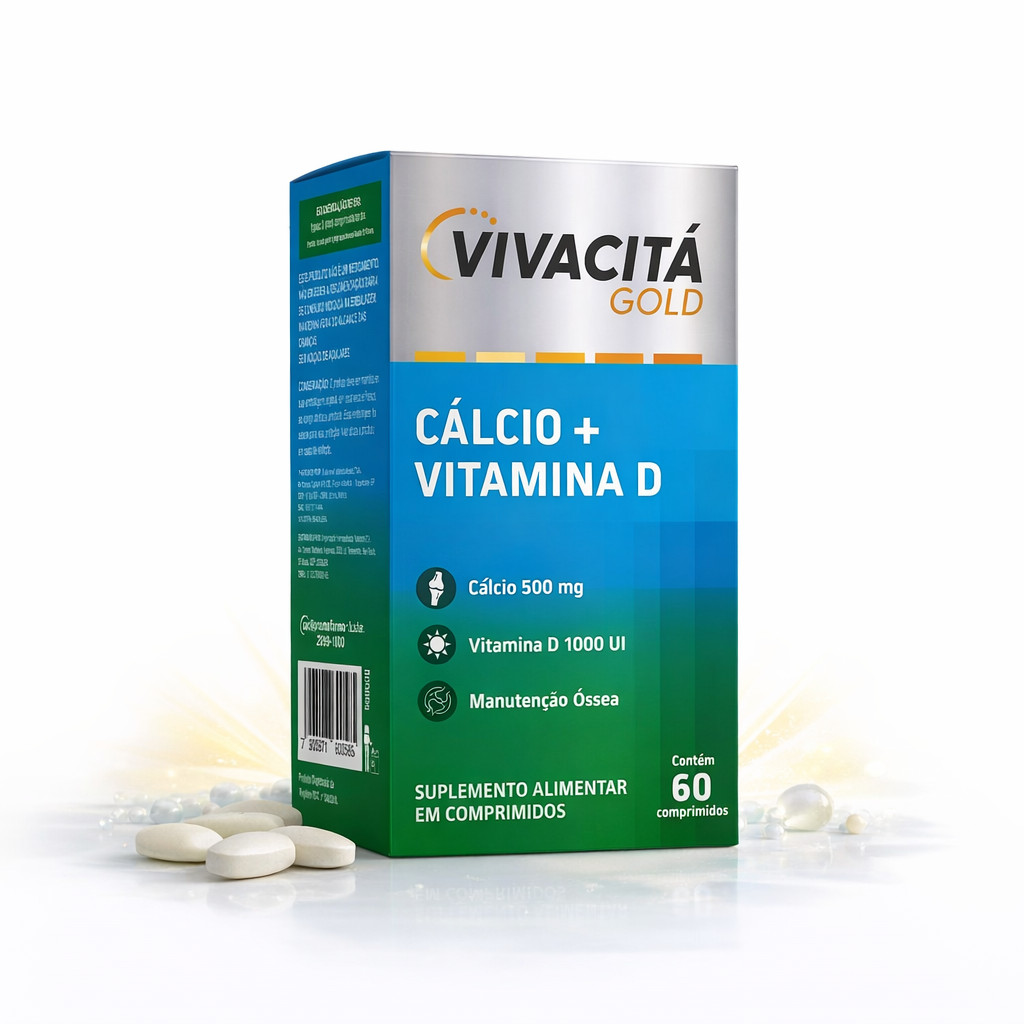 Cálcio 500mg + Vitamina D 1000ui Vivacitá Gold 60 Cápsulas