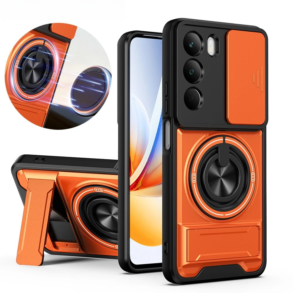 Capa De Telefone Magnética Para OPPO Realme C71 C75 4G Slide Camera Protection Suporte Vertical 360 Anel Traseira À Prov