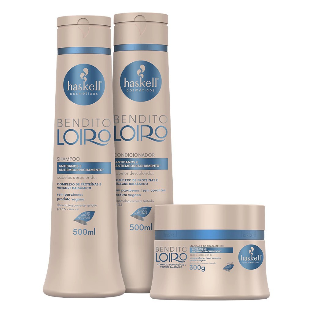 Kit Bendito Loiro Haskell (3 itens) | Shampoo, Condicionador e Máscara