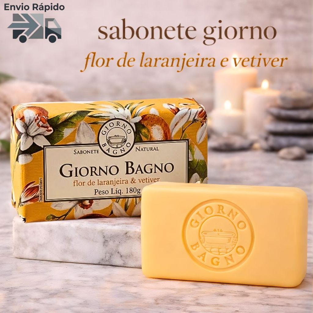 Sabonete Giorno Bagno Flor de Laranjeira E Vetiver 180Gr - Alta Perfumação Natural em Oferta na Shopee