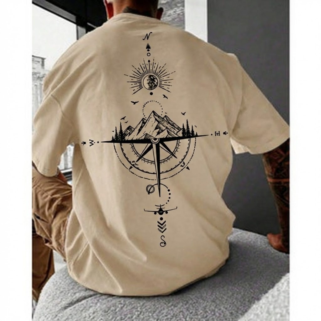 Camiseta Masculina Premium Oversized Bussola Estilosa Confortável Caimento no Ombro Camisa Blusa Streetwear