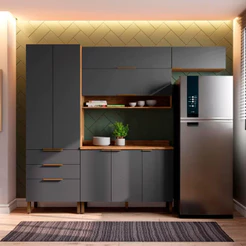 Cozinha Compacta Topázio UP com 8 Portas 3 Gavetas e 5 Prateleiras Bartira