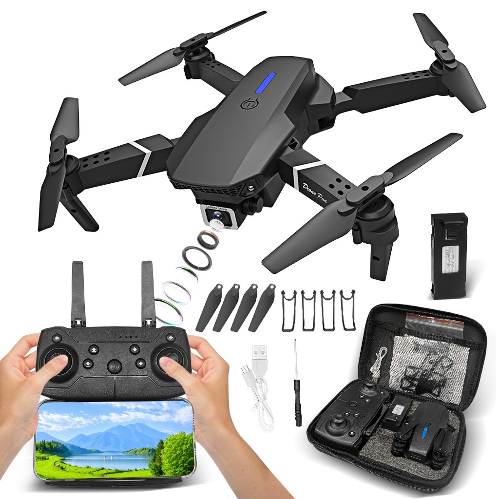 Mini Drone E88 Pro WIFI FPV Com Câmera RC Toy 4K Quadcopter Dobrável Em Ângulo HD C