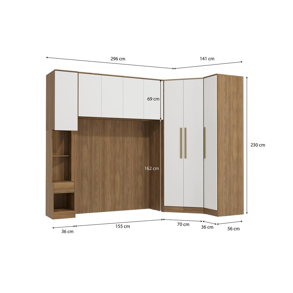 Quarto Completo Kappesberg Adapt 7 Peças Nogueira/Branco · foto 2
