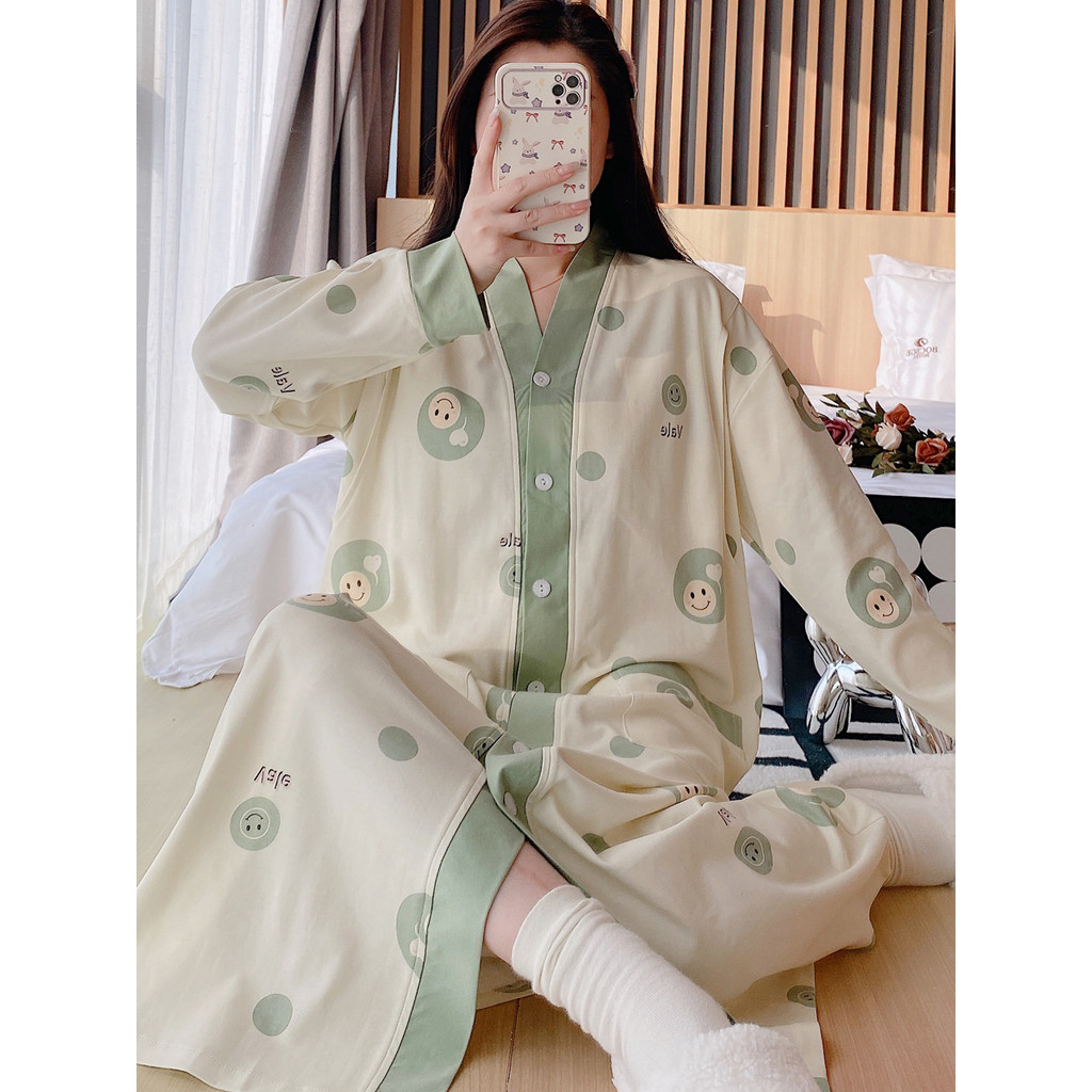 Camisola de maternidade estilo primavera outono com almofada no peito vestido de enfermagem roupas de confinamento de al