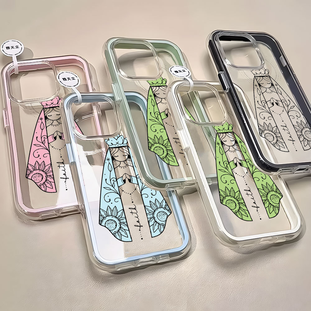 Nossa Senhora Capa Capinha Para iPhone 16 15 14 Plus 13 12 11 17 Air Pro Max Transparente Anti-Impressão Digital