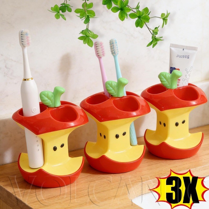 [Envio Rápido] Suporte Para Escova De Dentes Com Núcleo De Frutas De 3 Unidades-Organizador De Pincel De Maquiagem-Acess