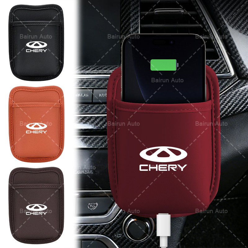 1/2 Pçs Multi-Função Saco De Armazenamento De Ventilação De Ar Do Carro Couro Titular Cartão Chave Para Chery Tiggo 2 3 