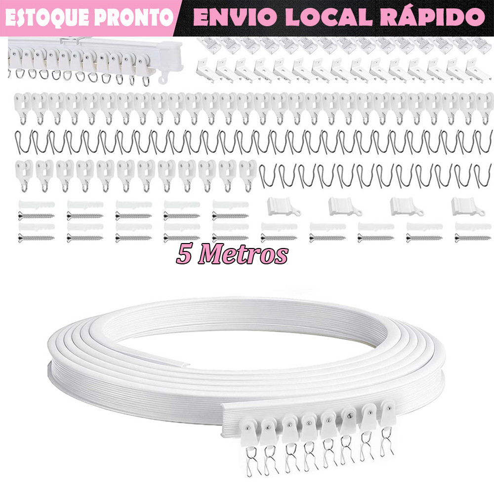 5 metros Trilho Para Cortina De Teto Kit Para Com Acessórios De Instalação Para Janelas Cortinas Chuveiro RV Branco