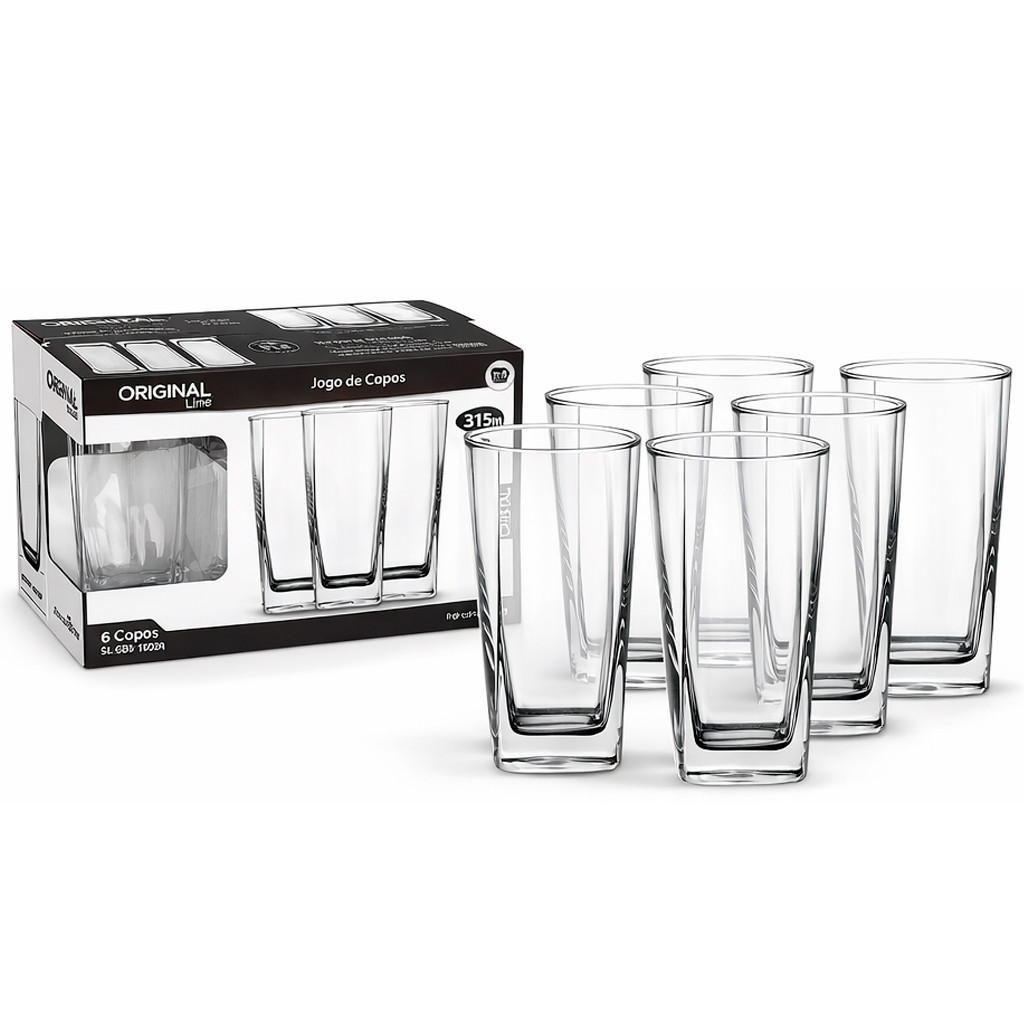 Jogo de Copos de Vidro Crystal 315ml Original Line 6 unidades em Oferta na Shopee