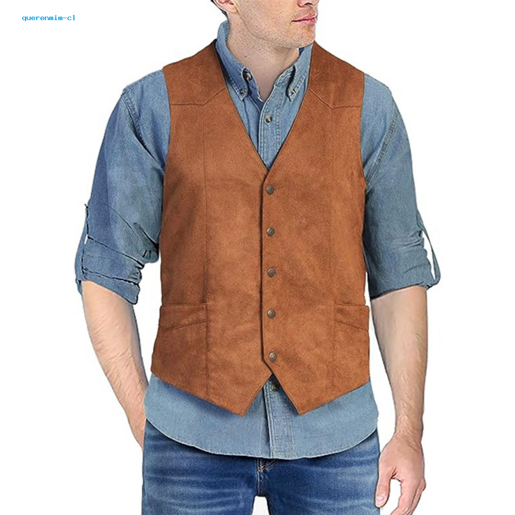 Men Suit Vest Professional Men's Slim Fit V-neck Waistcoat with Pockets Single Breasted Formal Business Sleeveless Solid