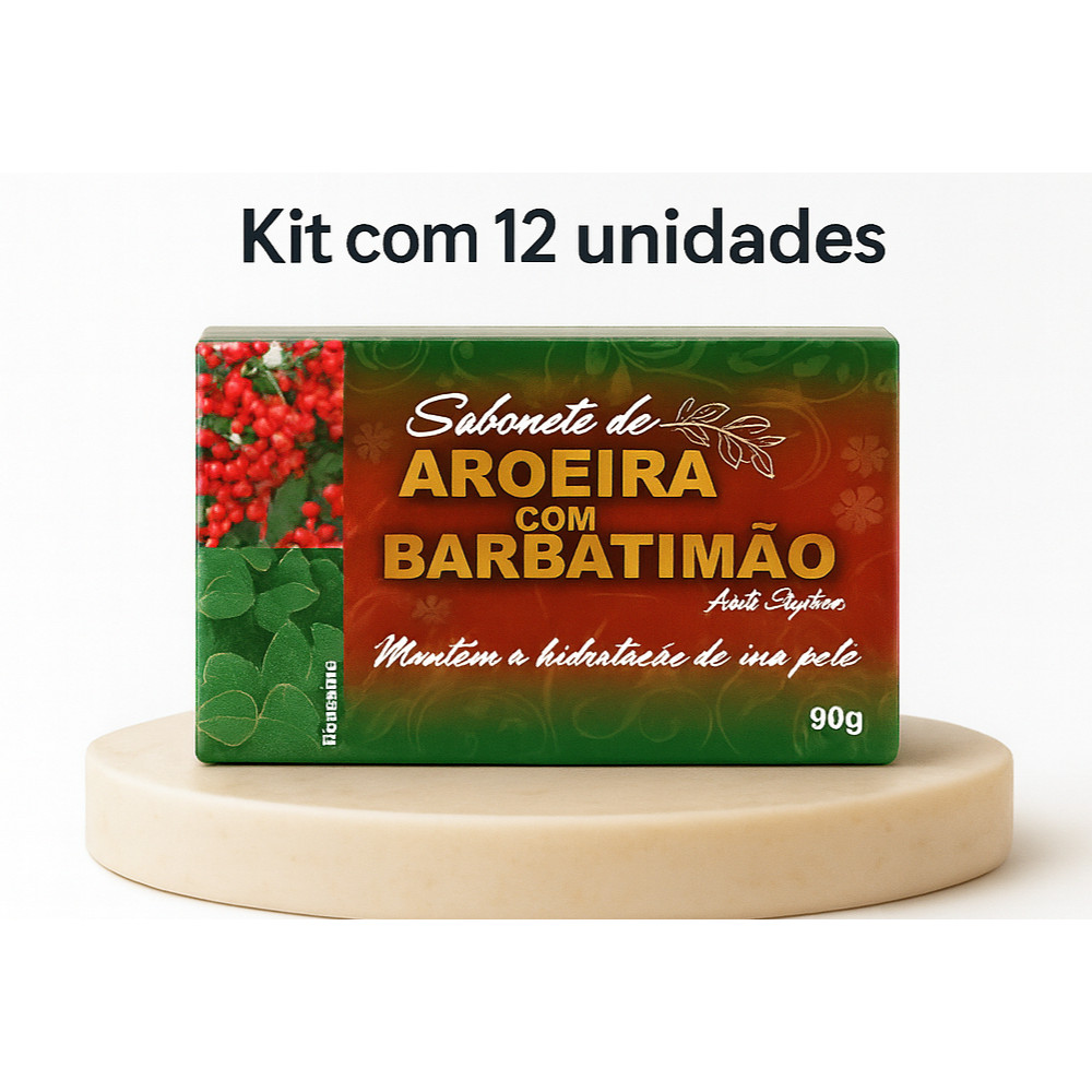 Sabonete Aroeira com Barbatimão - Kit com 12 Unidades – Fungos, Corrimentos e Higiene Íntima