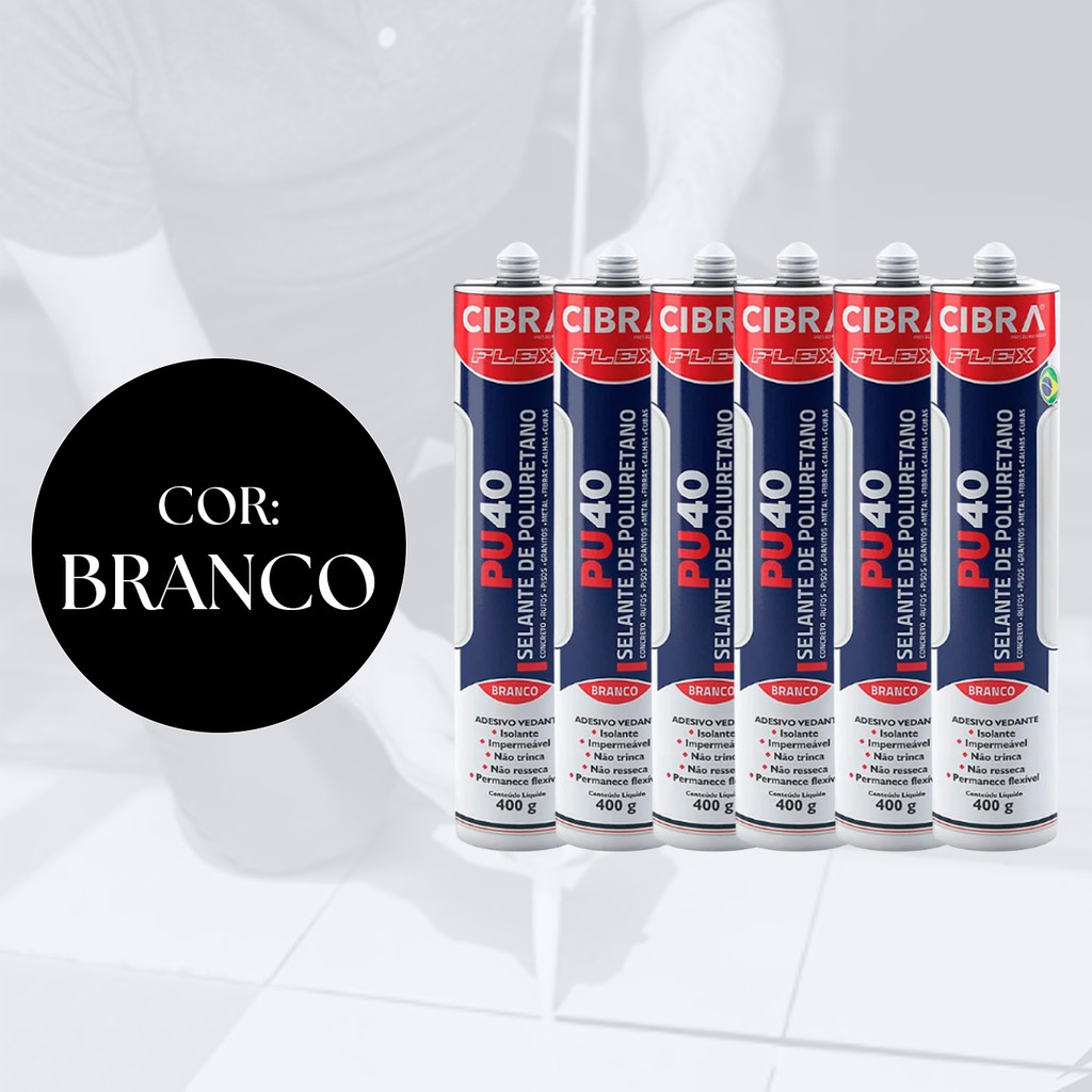 Kit 6 Selantes PU40 Branco | Selante Poliuretano Adesivo Vedante Flexível.