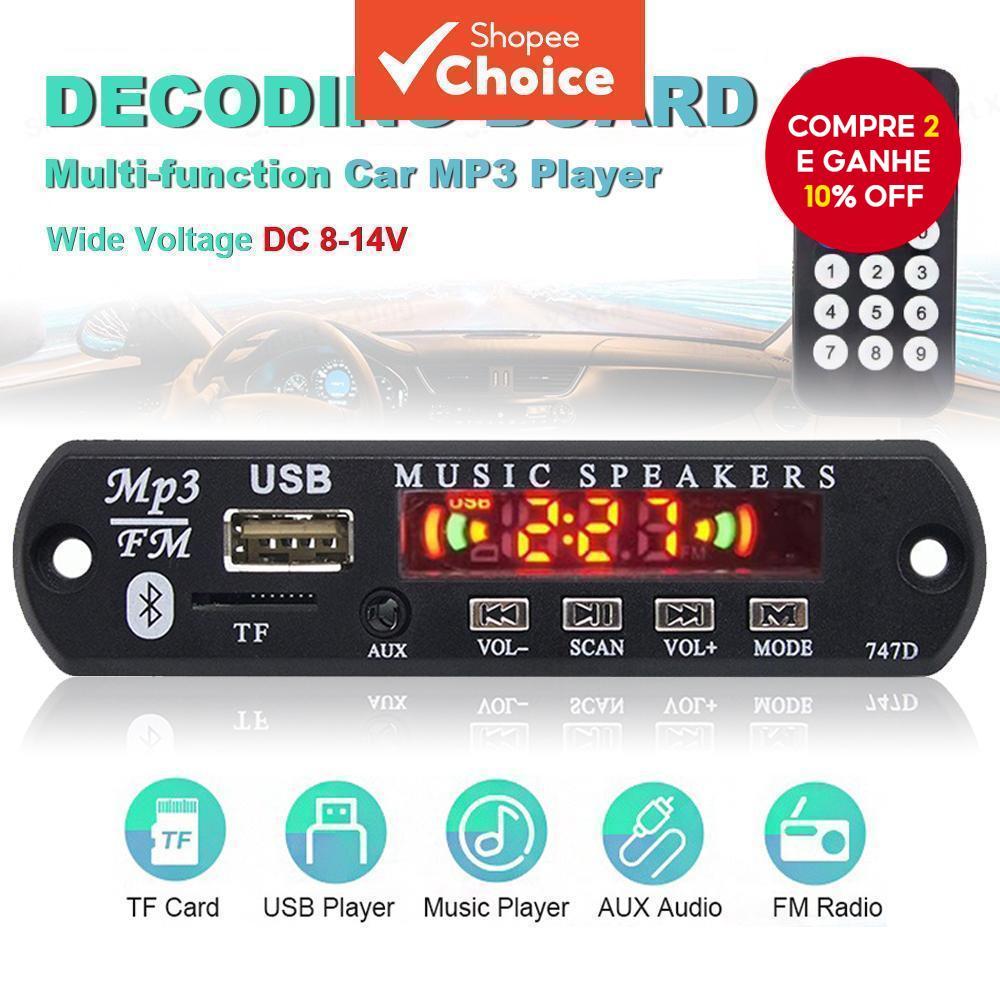 Módulo De Placa MP3 Bluetooth 5.0-Reprodutor De Áudio USB/TF De 12V Com FM , Controle Remoto E Tela Colorida Para Carro Módulo De Placa MP3 Bluetooth 5.0-Reprodutor De Áudio USB/TF De 12V Com FM , Controle Remoto E Tela Colorida Para Carro