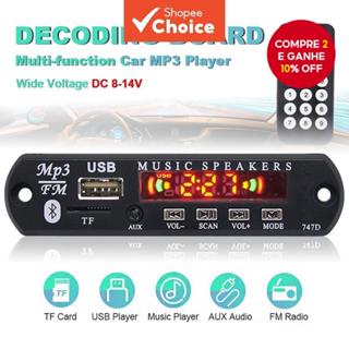Módulo De Placa MP3 Bluetooth 5.0-Reprodutor De Áudio USB/TF De 12V Com FM , Controle Remoto E Tela Colorida Para Carro em Oferta na Shopee
