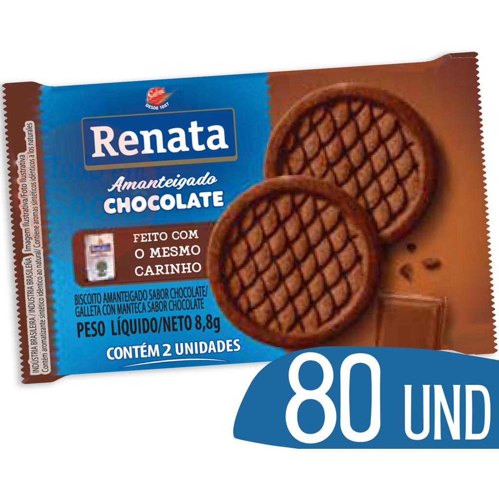 Kit Biscoito em Sache Renata Chocolate Bolacha - 80 und em Oferta na Shopee