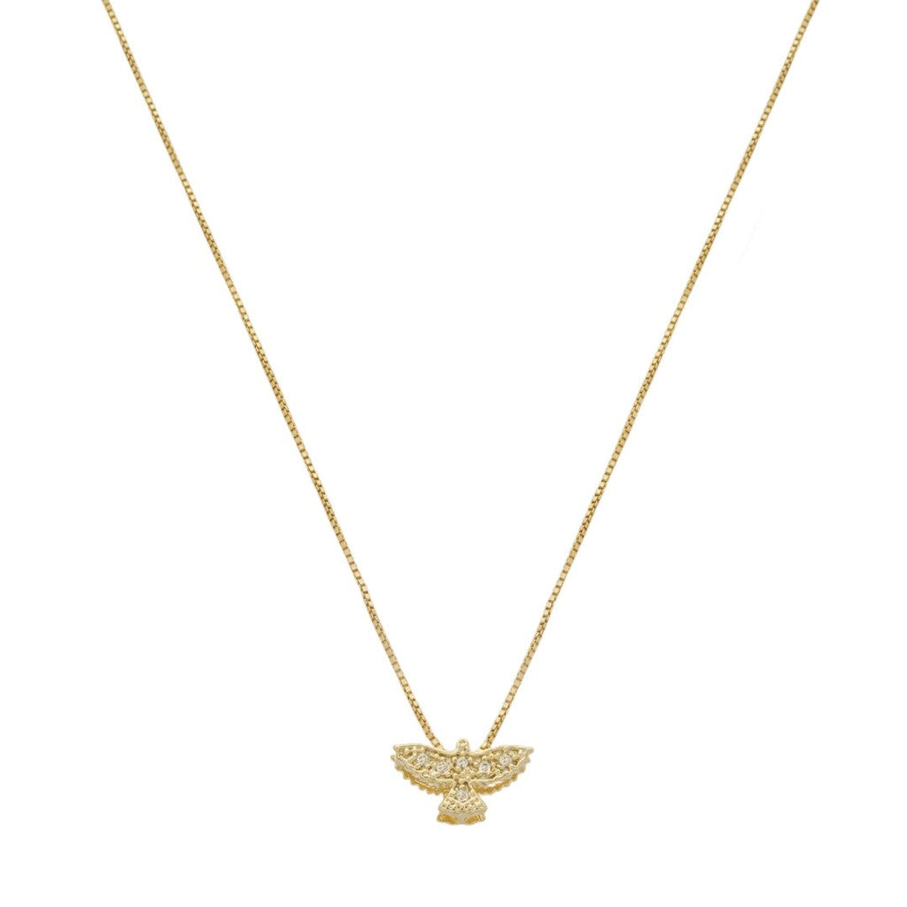 COLAR MINI ESPIRÍTO SANTO ZIRCÔNIAS FOLHEADO A OURO 18K