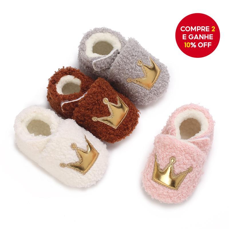 Sapatos de bebê com isolamento de pelúcia e solas macias para o inverno, sapatos de algodão para bebês femininos em