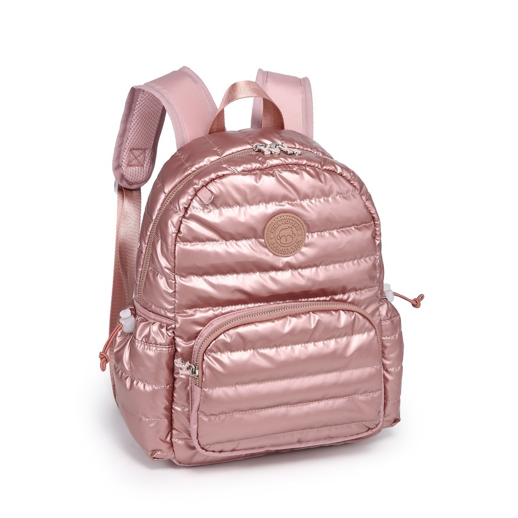 Mochila Feminina Kika Pequena Metalizada Casual Luxo