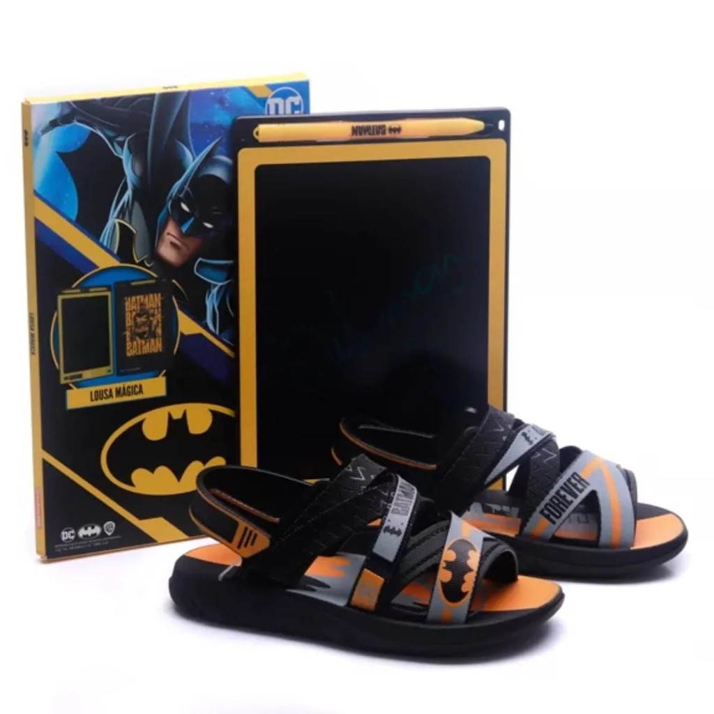 Sandalia Batman Grendene Com Lousa Magica Preto/amarelo