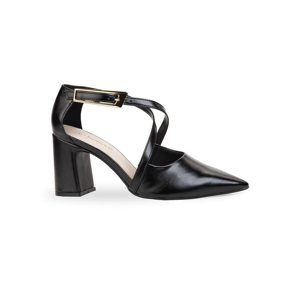 Scarpin Bebecê Salto Bloco Bico Fino com Tira Transversal em Oferta na Shopee