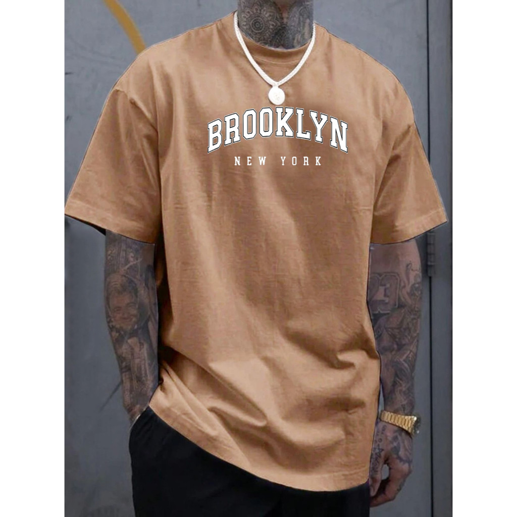 Camiseta Masculina BROOKLYN Bco 100% Algodão Malha 30.1 Estampada Estilosa