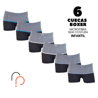 Kit 6 Cuecas Boxer INFANTIL ESTAMPADA Sem Costura em Microfibra RP em Oferta na Shopee