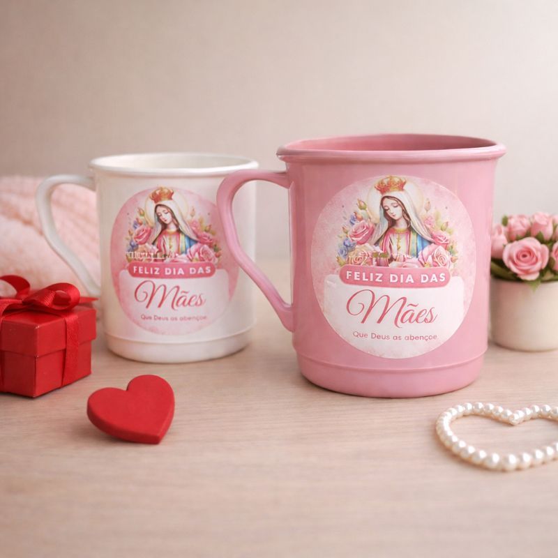 KIT 5 CANECAS NOSSA SENHORA APARECIDA LEMBRANCINHA DIA DAS MÃE PRESENTE PERSONALIZADO IGREJA