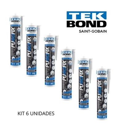 Kit 6 Adesivo Silicone PU 40 Fix Selante Preto 387G TekBond em Oferta na Shopee