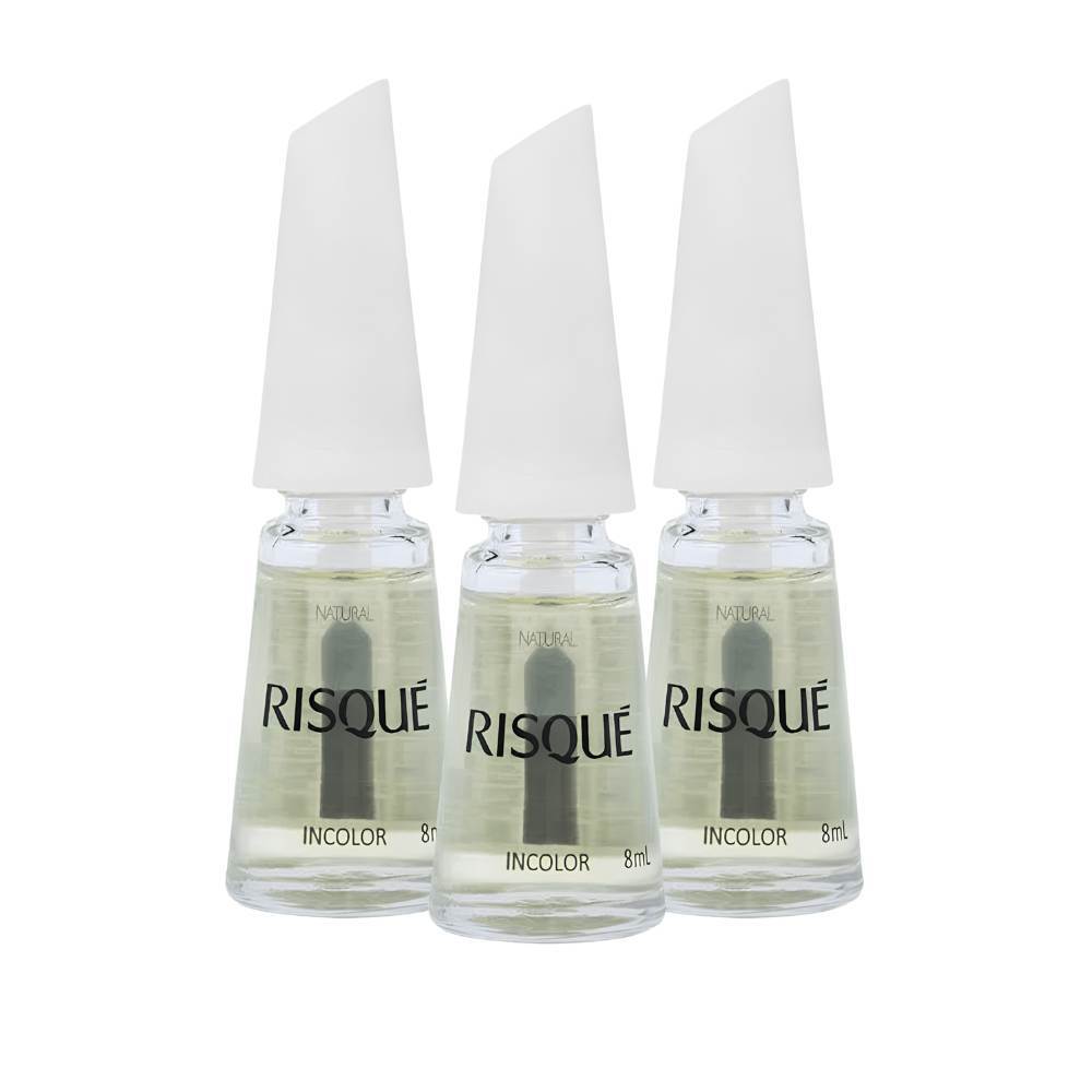 Kit 3 Esmaltes Risqué Natural Incolor Cobertura Hidratante Manicure em Oferta na Shopee