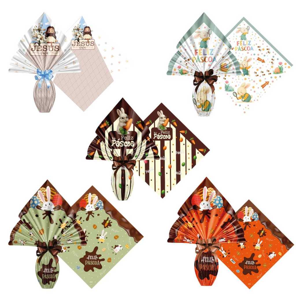 Saco Embalagem Ovo Páscoa Prático 25UN com Laços 250 a 350g Embrulho Prático Confeitaria Caseira em Oferta na Shopee