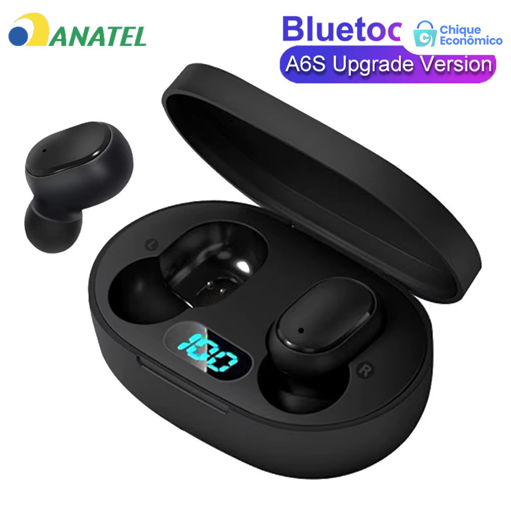 Fone De Ouvido Sem Fio E6s/A6S TWS Bluetooth 5.0 Tws Com Tela LED Digital