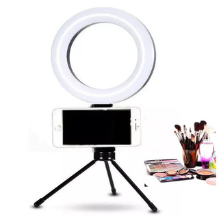 Ring Light Mesa Iluminador De Led 6 Polegadas Com Suporte Celular Para Mesa Anel Luz de 16CM Com Tripé