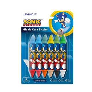 Giz de Cera Big Bicolor Sonic - Caixa com 6 unidades e 12 cores Leo&Leo Leonora - 10154 em Oferta na Shopee