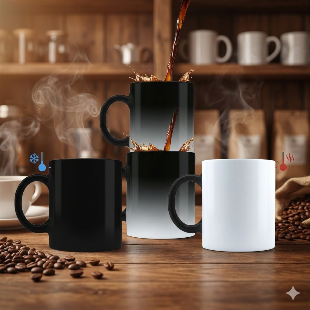 Caneca Mágica Preta Fosca 325ml - Para Sublimação