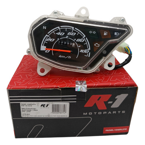 Painel Analógico R1 Preto Honda Pop 110 2015-2016 Velocímetro 100km/h