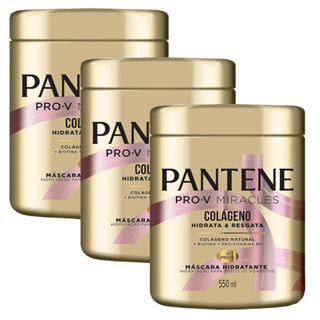 Kit 3 Máscaras De Tratamento Pantene Colágeno 550ml em Oferta na Shopee