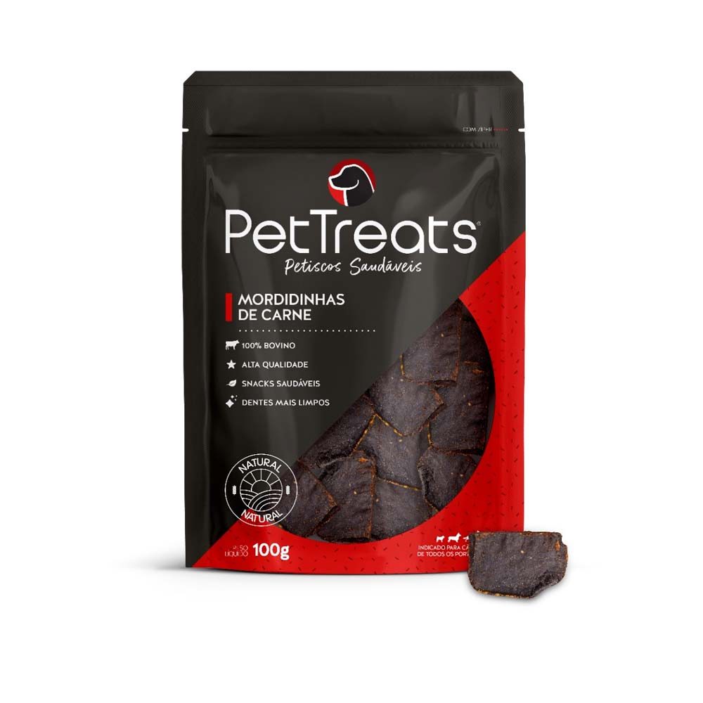 Petisco Natural PetTreats Mordidinhas de Carne Para Cães 100g