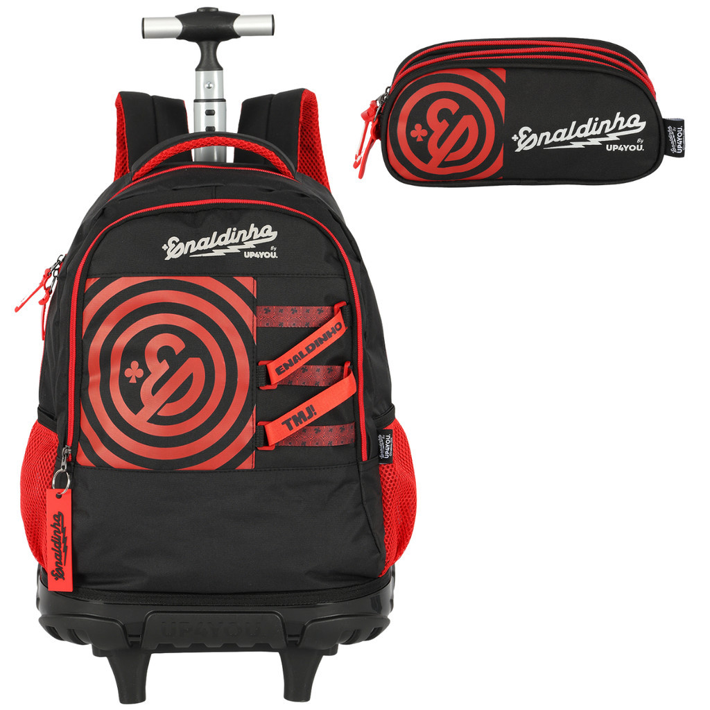 kit Mochila Rodinha Escolar Original Enaldinho Estojo Juvenil Infantil Grande Menino Masculino