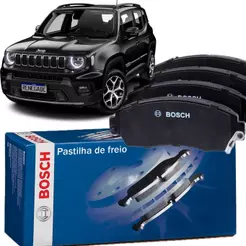 Kit Pastilha de Freio Dianteira e Traseira Bosch Original Renegade 2015 Em Diante 1.8 E.Torq 2.0 Diesel 1.3 Turbo Flex
