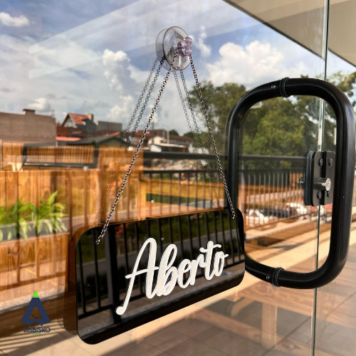 Placa de Acrílico 2mm Indicativa de Funcionamento - Aberto/Fechado